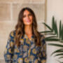 Indian Cotton Midnight Marigold Print Pyjama Set, thumbnail 3 of 4