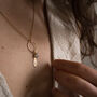 Astralis X 14k Gold Filled Textured Zirconia Necklace, thumbnail 3 of 5