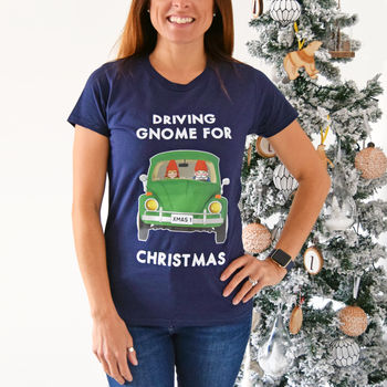 'Driving Gnome' Funny Christmas T Shirt, 2 of 5