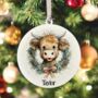 Personalised Cute Christmas Highland Cow Hanging Bauble Decoration, thumbnail 8 of 8