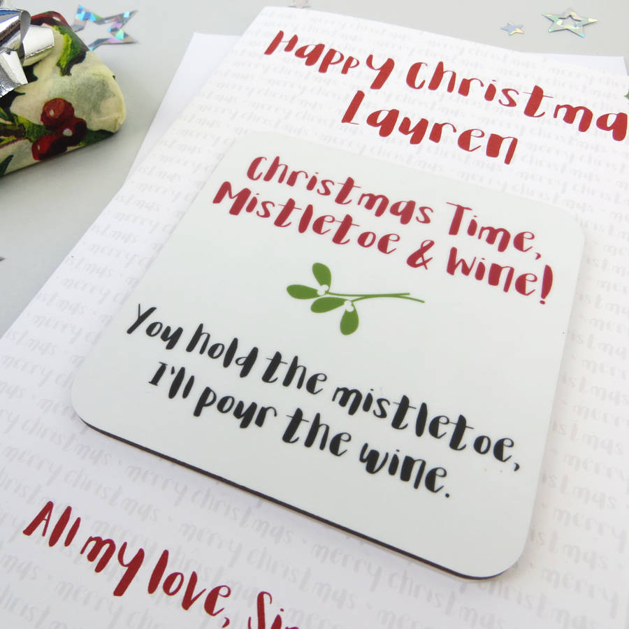 Wine Lovers Christmas Card And Coaster By Wink Design