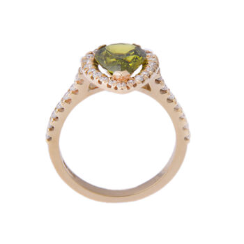 Green Sapphire And Diamond Halo Engagement Ring, 5 of 5
