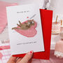 Funny Black Cat Meow Valentine Card, thumbnail 3 of 5