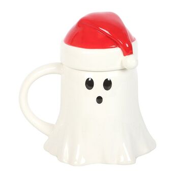 Ghost Shaped Mug With Santa Hat Lid, 2 of 3
