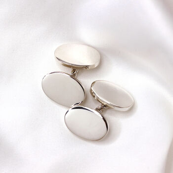 Personalised Sterling Silver Heavyweight Oval Cufflinks, 3 of 5