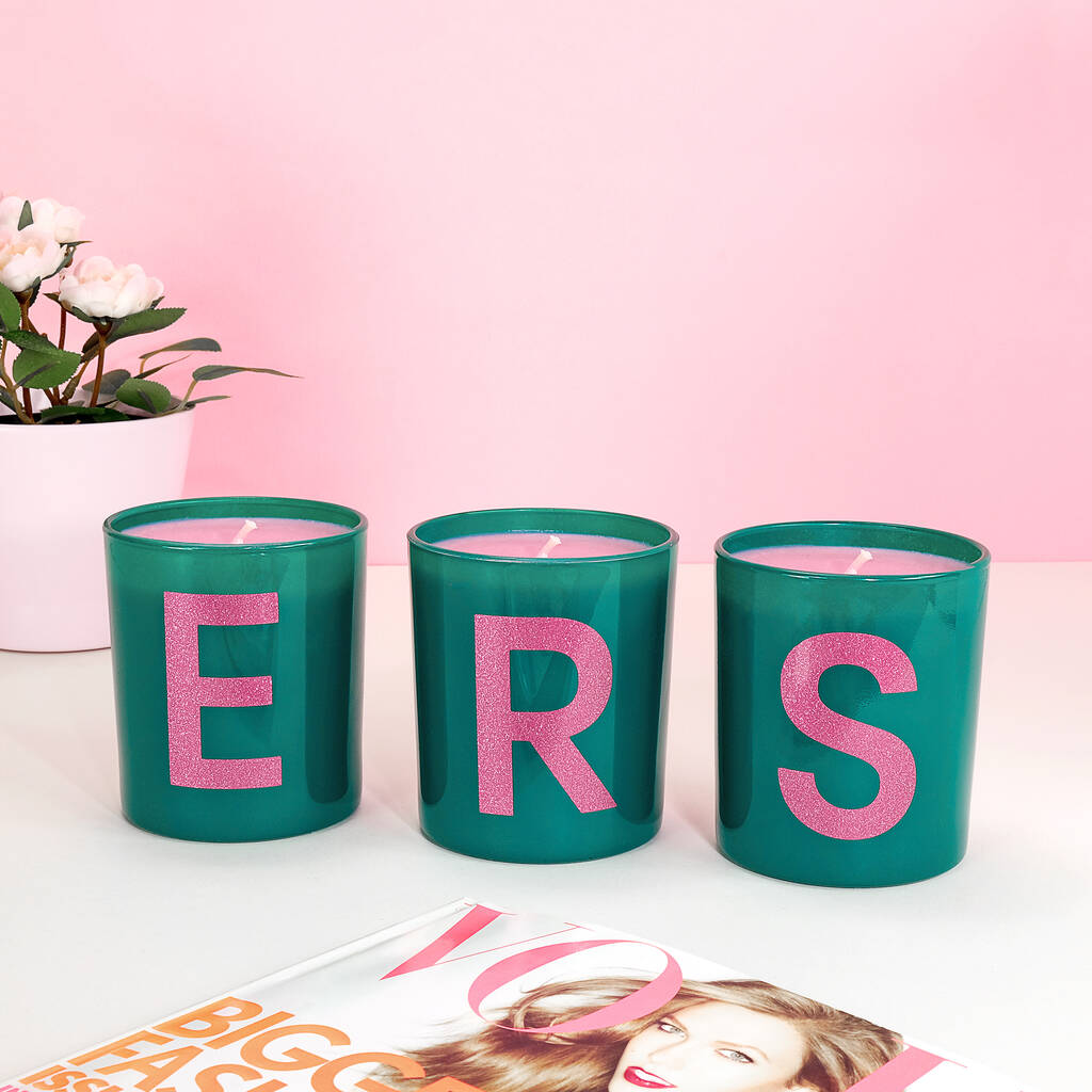 Green And Pink Letter Candle By Flamingo Candles