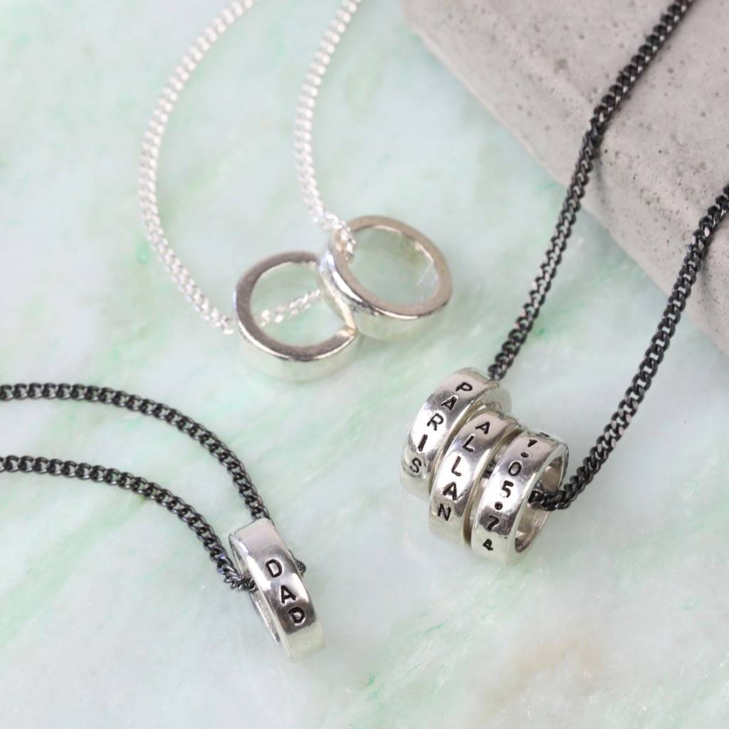 men's personalised sterling silver disc bead necklace by lisa angel