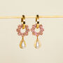 18 K Gold Plated Hoop Earrings With Flower And Pearl Drop, thumbnail 5 of 11