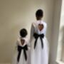 Long Sleeve Sparkly Tulle Flower Girl Dress – Ankle Length White Dress For Weddings, Christenings And Special Occasions, thumbnail 5 of 6