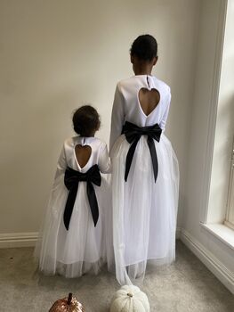 Long Sleeve Sparkly Tulle Flower Girl Dress – Ankle Length White Dress For Weddings, Christenings And Special Occasions, 5 of 6