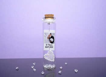 Personalised 13th Lace Anniversary Small Photo Keepsake Gift Heart, 4 of 4