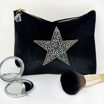 Star Rhinestone Velvet Make Up Bag Gift For Her, 2 of 6