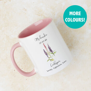 Birth Flower Personalised Water Colour Mug, 3 of 12