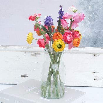 Summer Faux Flower Bouquet Of Ranunculus And Sweet Peas, 2 of 5