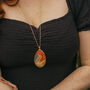 Gold Plate Orange Agate Crystal Long Length Necklace, thumbnail 4 of 6