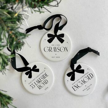 First Christmas Engaged Personalised Christmas Bauble, 10 of 10
