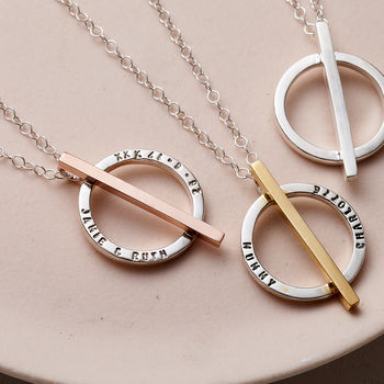 Personalised Mixed Metal Circle Bar Necklace, 4 of 9