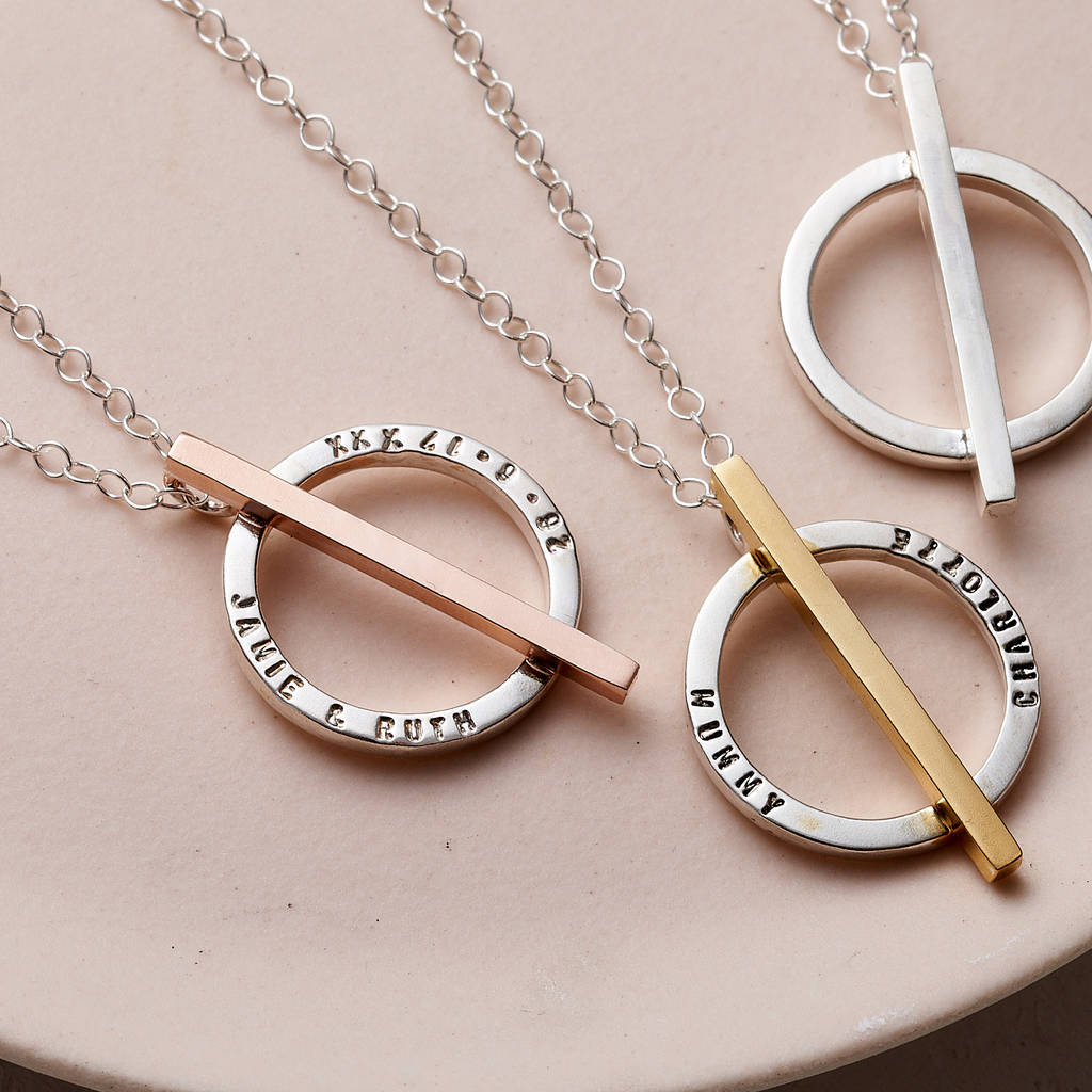 Personalised Mixed Metal Circle Bar Necklace By Posh Totty Designs ...