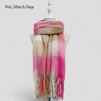 Soft Check Print Wool Blend Scarf, 10 of 12