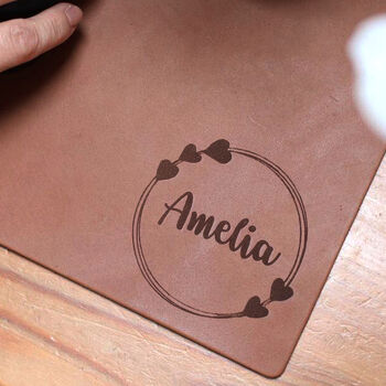 Personalised Home Office Mini Premium Leather Mouse Mat, 7 of 9