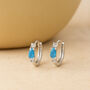 Sterling Silver Turquoise Huggie Hoop Earrings, thumbnail 3 of 5