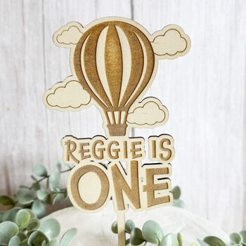 Personalised Wooden Hot Air Balloon Cake Topper, 2 of 5