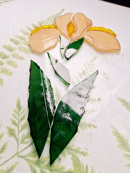 Yellow Iris Flower Stem Faux Glass Flowers, 6 of 9