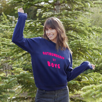 'Outnumbered By Boys' Mum Jumper Sweatshirt, 3 of 12