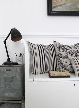 Stanley Stripe Soot Square Linen Cushion, 3 of 5