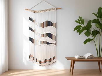 Large Macrame Wall Hanging: 'Dunes' Brown Ombre Fiber Art, 3 of 7