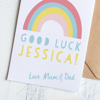 Personalised Good Luck Card With Rainbow, 2 of 2