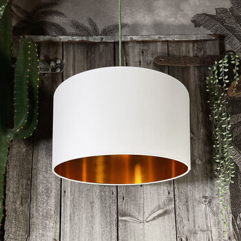 White Cotton Lampshades With Copper Or Gold Lining, 4 of 12