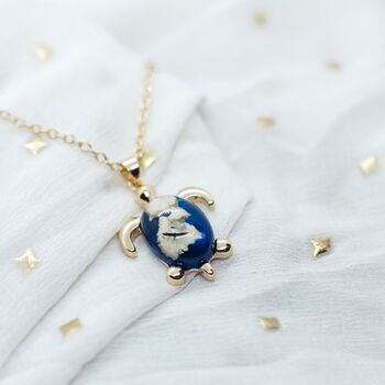 Blue White Sea Turtle Charm Pendant Necklace, 2 of 7