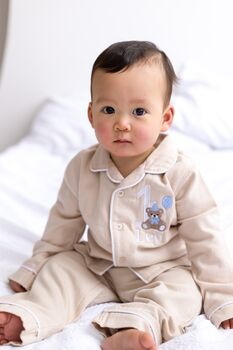 Personalised Bear Embroidered Birthday Pyjamas Choice Of Colours And Age One To Eight Available, 7 of 12