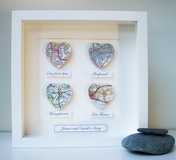 Personalised Map Hearts Story Picture | Wedding Gift, 7 of 11