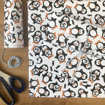 Penguin Wrapping Paper Or Gift Wrap Set, 3 of 12