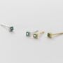 Sterling Silver Green Crystal Square Stud Earrings, thumbnail 1 of 5