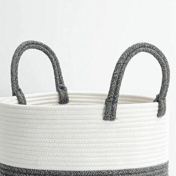 Tall Slim Cotton Rope Laundry Basket Nursery Storage, 8 of 8