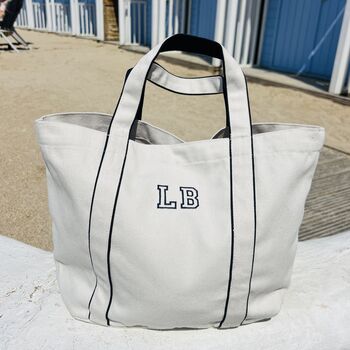 Embroidered Initials Beach Bag, 2 of 6