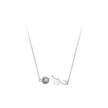 Sterling Silver Moonstone Cat Necklace, 4 of 6