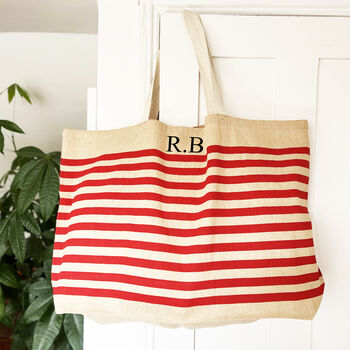 Personalised Initials Stripe Beach And Shopping Bag, 3 of 7