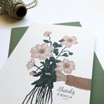 ‘Thanks A Bunch’ Floral Thank You Friend Family Card, 2 of 3