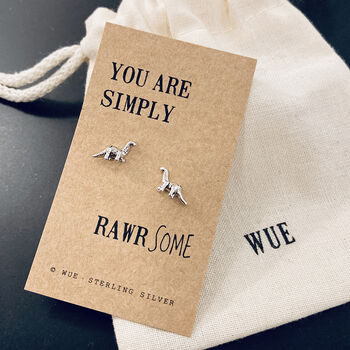 Silver Dinosaur Earrings. You Are Simply Rawrsome, 3 of 4