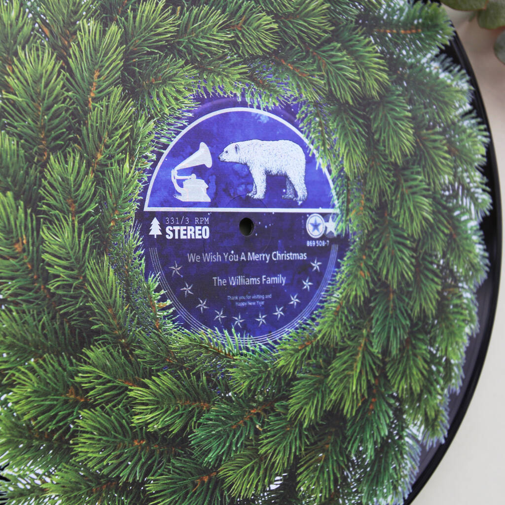 Personalised Vinyl Record Christmas Wreath By Betsy Benn