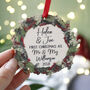 First Christmas As Mr And Mrs Wooden Wreath Ornament, thumbnail 1 of 7