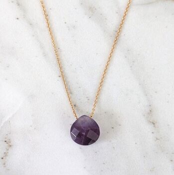 Amethyst Teardrop February Birthstone Necklace, Gold, 3 of 5