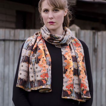 Floral Hen Printed Silk Scarf, 2 of 4
