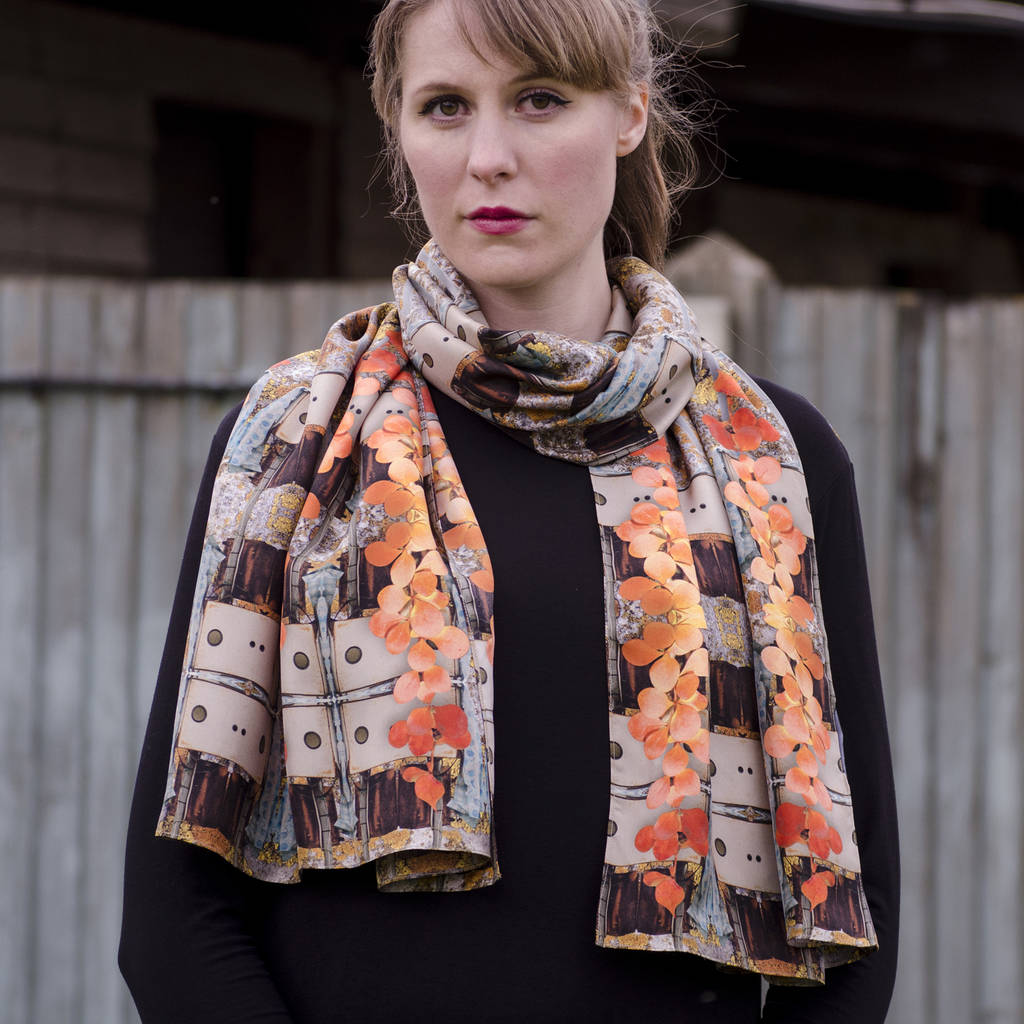 Floral Hen Printed Silk Scarf, 1 of 4