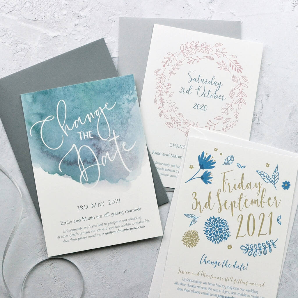 personalised wedding change the date cardlittlebird