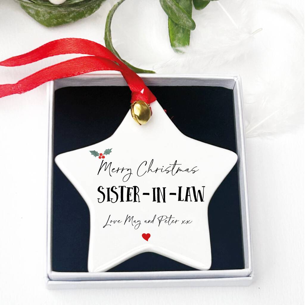 Personalised Sister In Law Christmas Hanging Xmas Jingle Star, 1 of 2